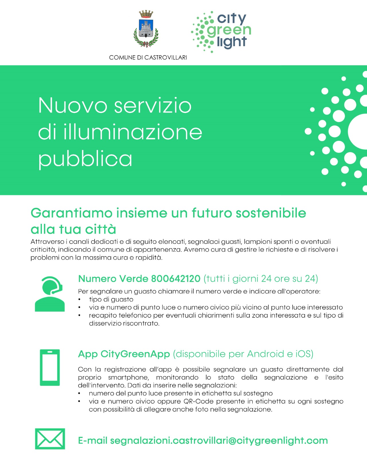 Castrovillari ha aderito alla convenzione Consip per l’affidamento del servizio di gestione dell’impianto di illuminazione pubblica